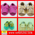 2015 Italian Style sweet color tassels sandals and bow cow leather baby shoes 0-3 months
